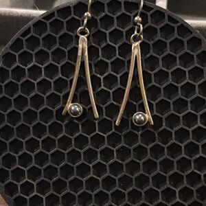 Dangle Earrings with black stone